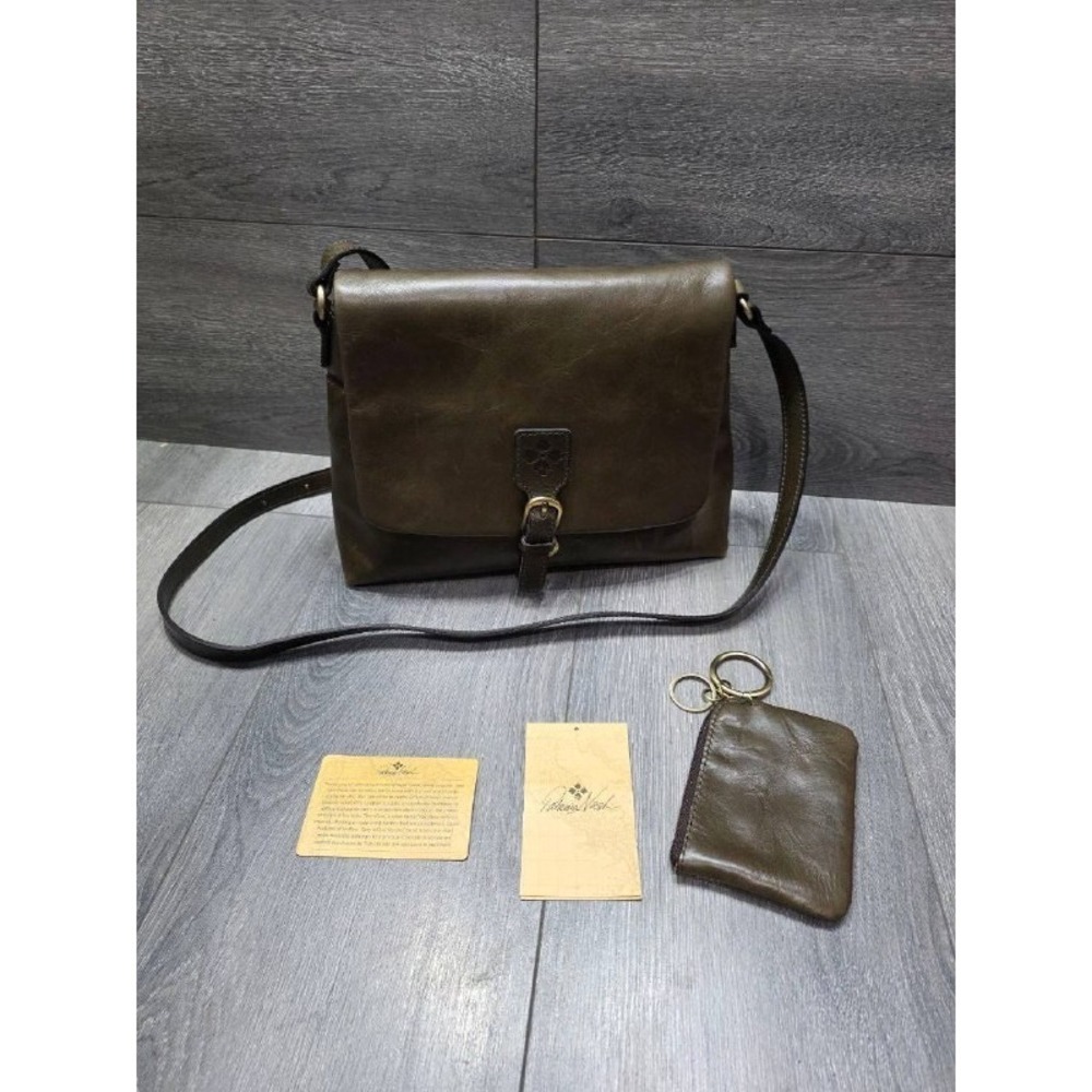 Patricia Nash Mili Leather Medium Flap Crossbody w/ Coin Pouch Olive A660568